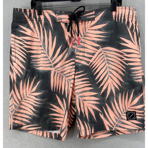 American Eagle Swim Trunks‎ Mens Sz XL 9" Board Shorts Surf Pink Gray Pink Palms